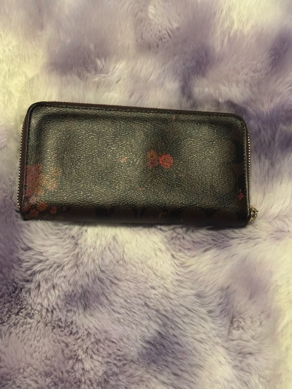 Coach Black Floral Zip-Around Wallet with Red Rose Accents - Picture 5 of 6